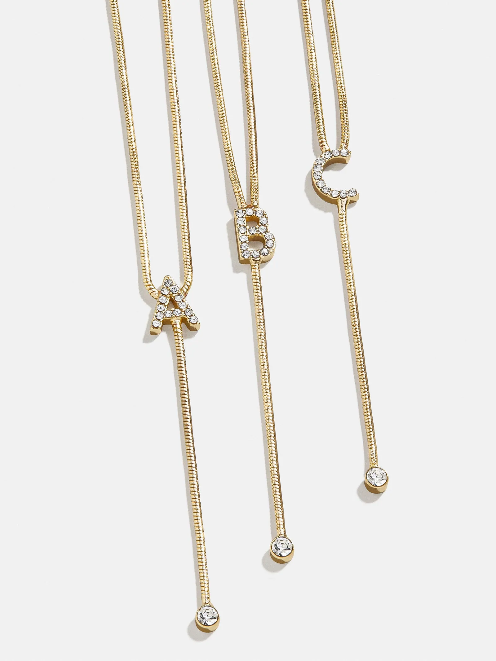 Pavé Initial Y-Chain Necklace - Gold/Pavé sold by BaubleBar