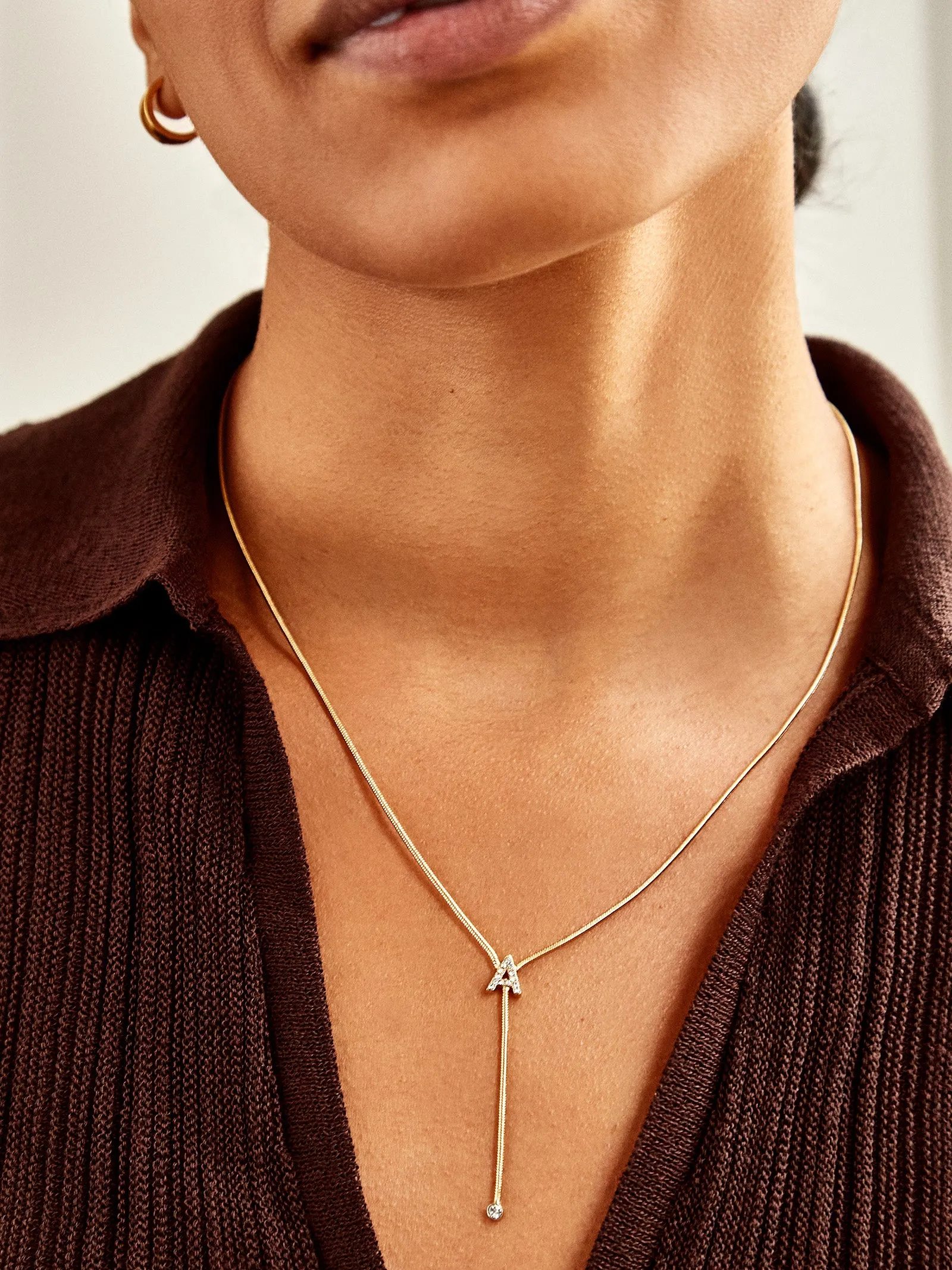 Pavé Initial Y-Chain Necklace - Gold/Pavé sold by BaubleBar product image thumbnail 2