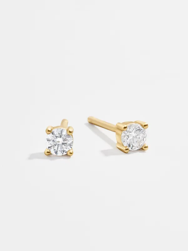 Rene 18K Gold Round Cut Earrings - Clear made by BaubleBar