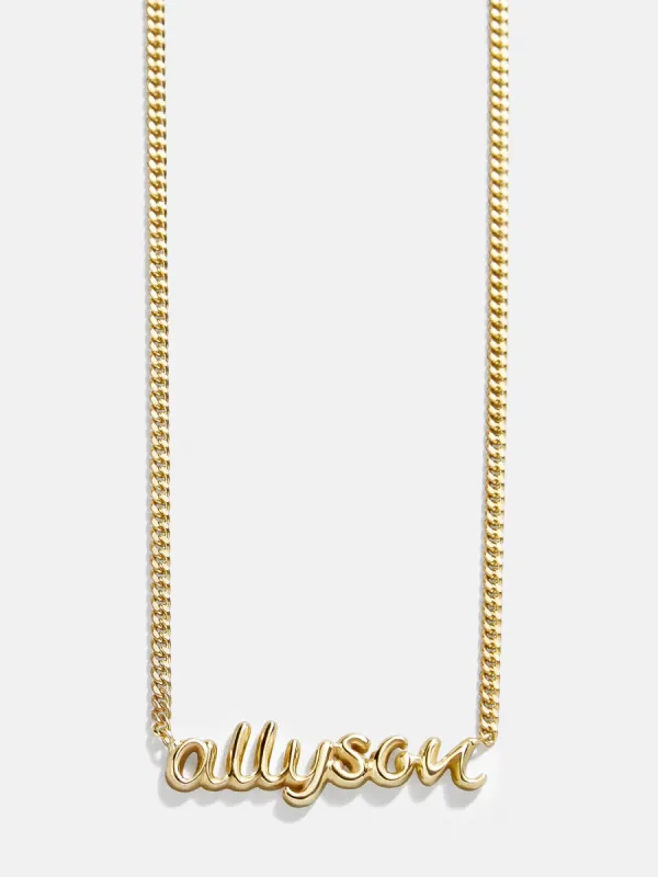 18K Custom Nameplate Necklace - Bubble Script Font sold by BaubleBar