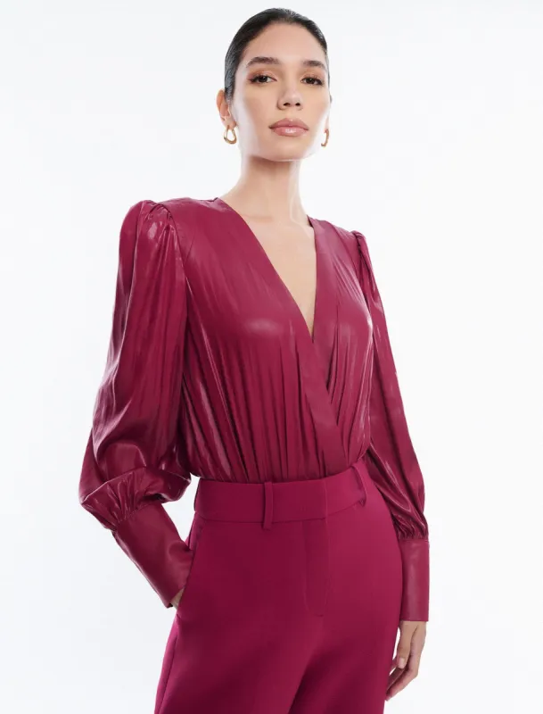 Balloon Sleeve Plunge Neck Bodysuit made by BCBGMaxAzria