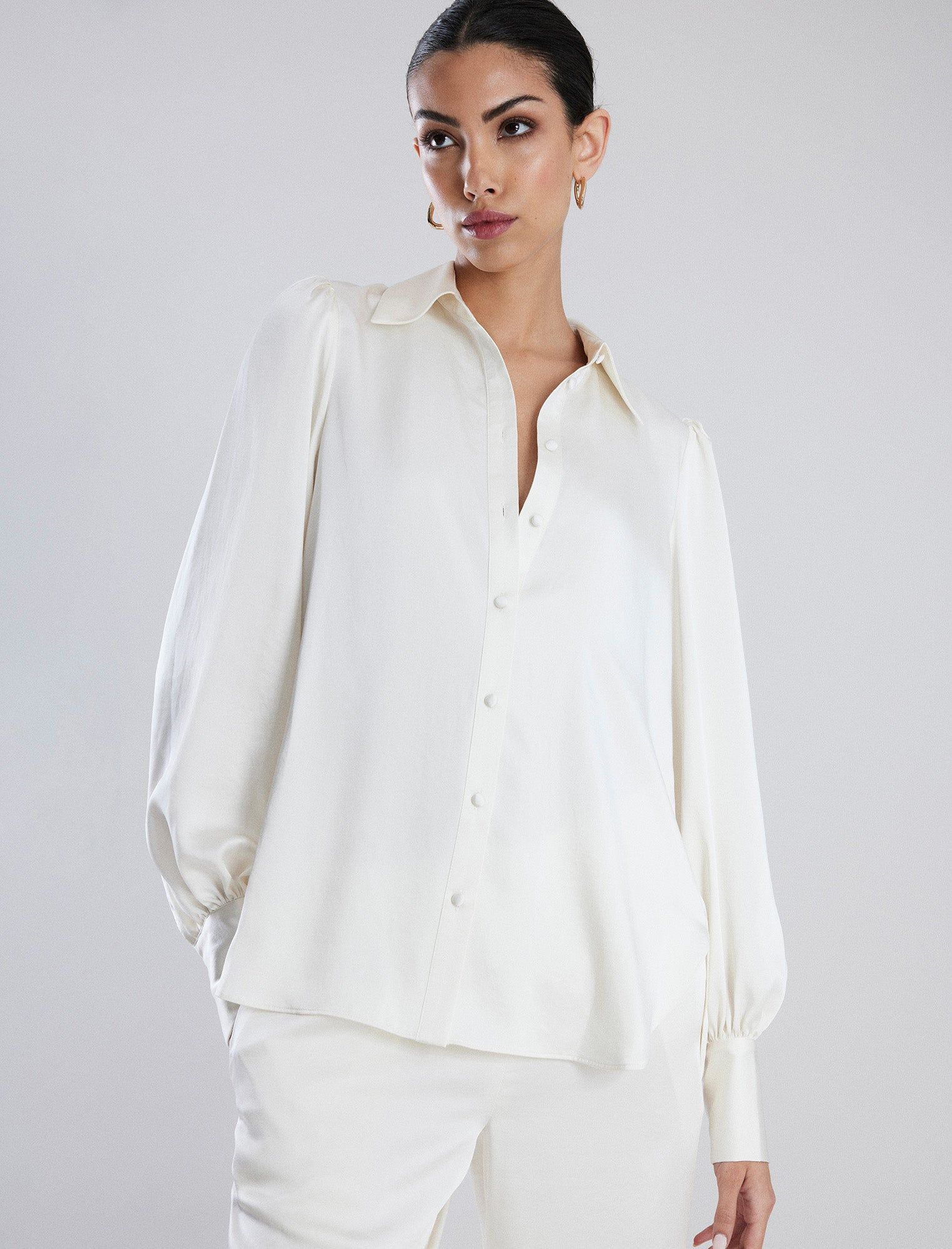 Balloon Sleeve Button-Up Top sold by BCBGMaxAzria product image thumbnail 2