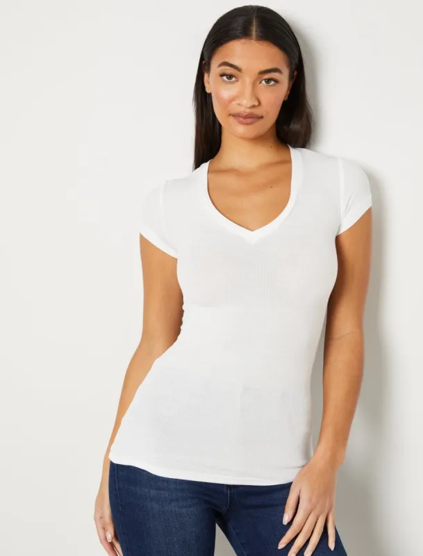 Liana Short Sleeve V-Neck Tee sold by BCBGMaxAzria