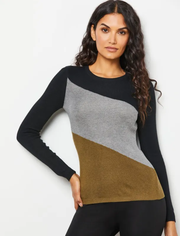 Colorblock Crew Neck Sweater sold by BCBGMaxAzria