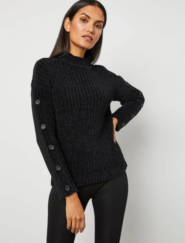 Ribbed Button-Sleeve Sweater made by BCBGMaxAzria