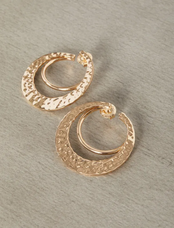 Hammered Gold Double Hoop Earrings sold by BCBGMaxAzria