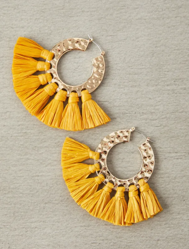 Hammered Gold Fringe Hoop Earrings sold by BCBGMaxAzria