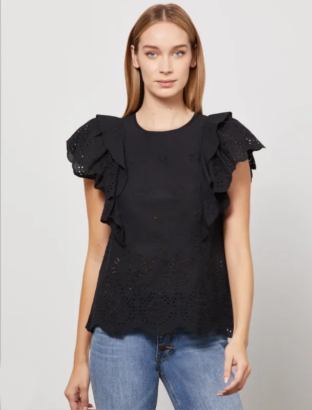 Flutter-Sleeve Eyelet Top sold by BCBGMaxAzria