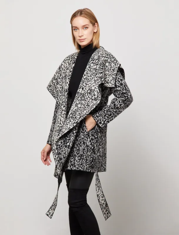 Hooded Leopard Belted Wrap Coat sold by BCBGMaxAzria