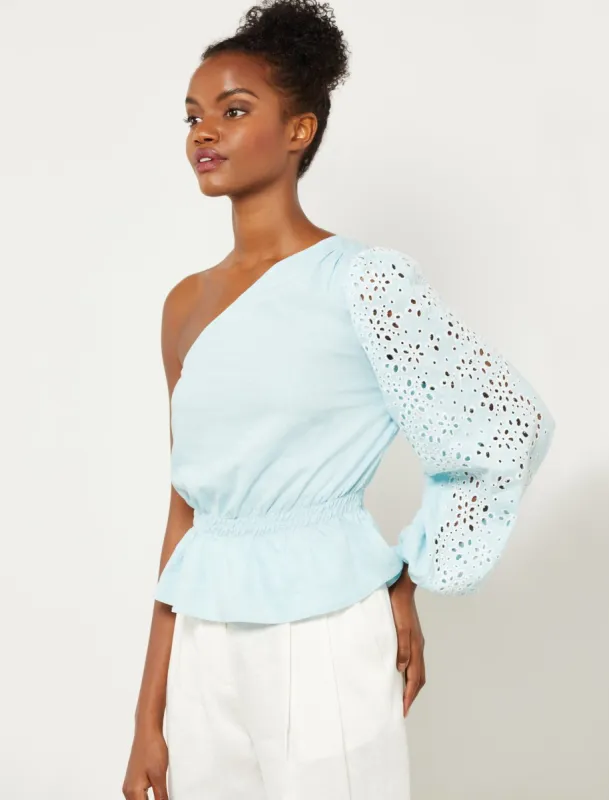 One Shoulder Peplum Top made by BCBGMaxAzria
