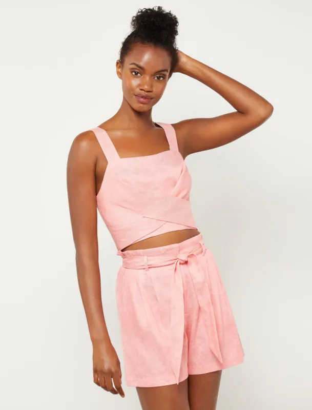 Cabo Solid Sleeveless Bow Back Crop Top sold by BCBGMaxAzria