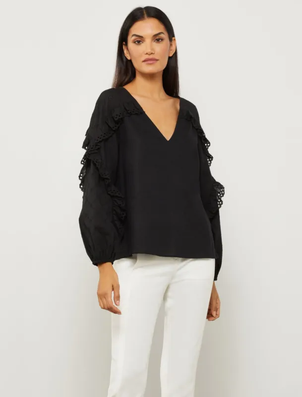 Long Sleeve V-Neck Top sold by BCBGMaxAzria