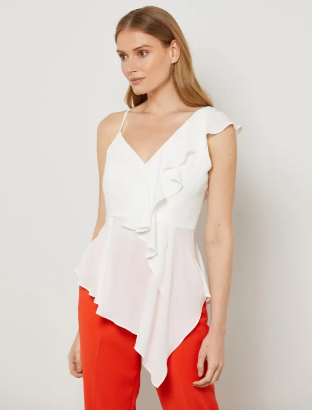 Single Ruffle Asymmetrical Top sold by BCBGMaxAzria