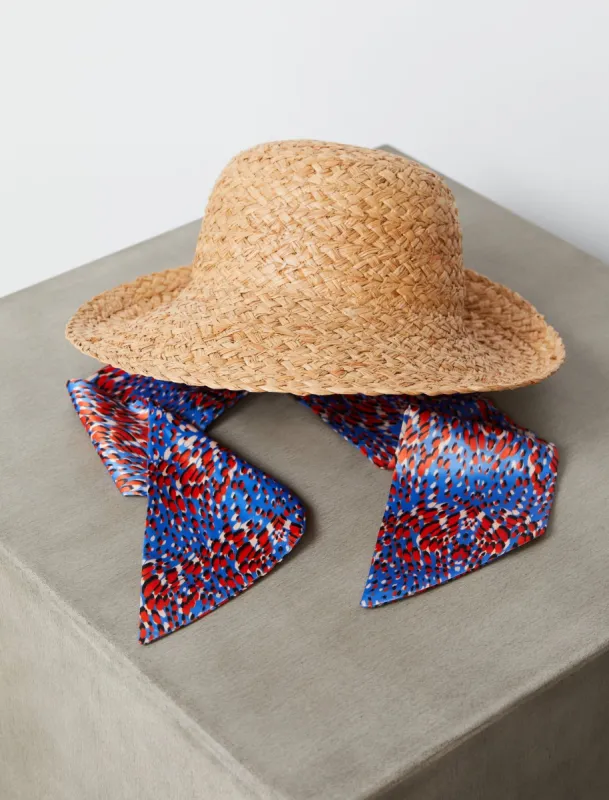 Scarf Tie Braided Raffia Bucket Hat sold by BCBGMaxAzria