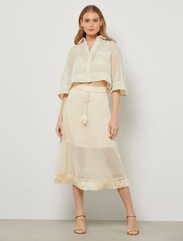 Loretta A-Line Tassel Midi Skirt sold by BCBGMaxAzria