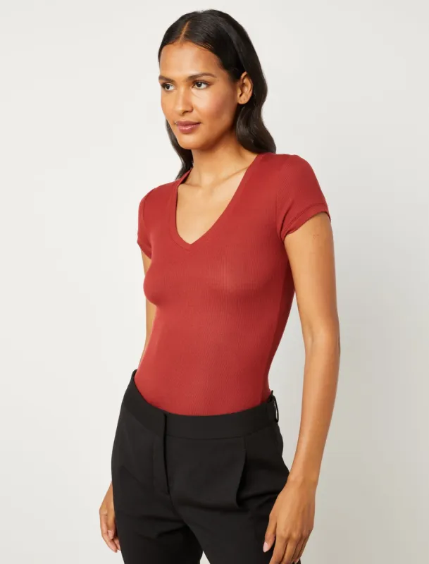 Liana Short Sleeve V-Neck Tee sold by BCBGMaxAzria