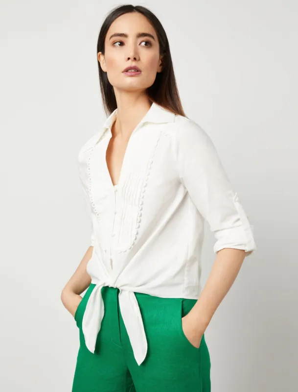 Front-Tie Button Top sold by BCBGMaxAzria