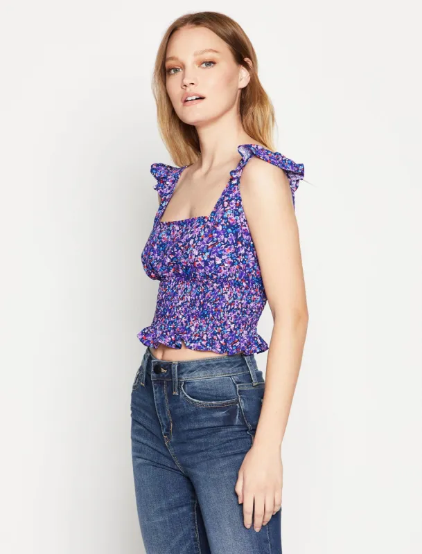 Julia Ruffle Sleeve Smocked Top sold by BCBGMaxAzria