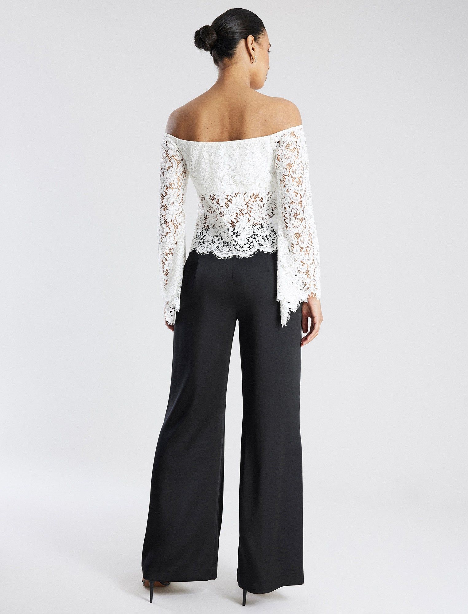 Off-The-Shoulder Bell Sleeve Lace Top sold by BCBGMaxAzria product image thumbnail 4