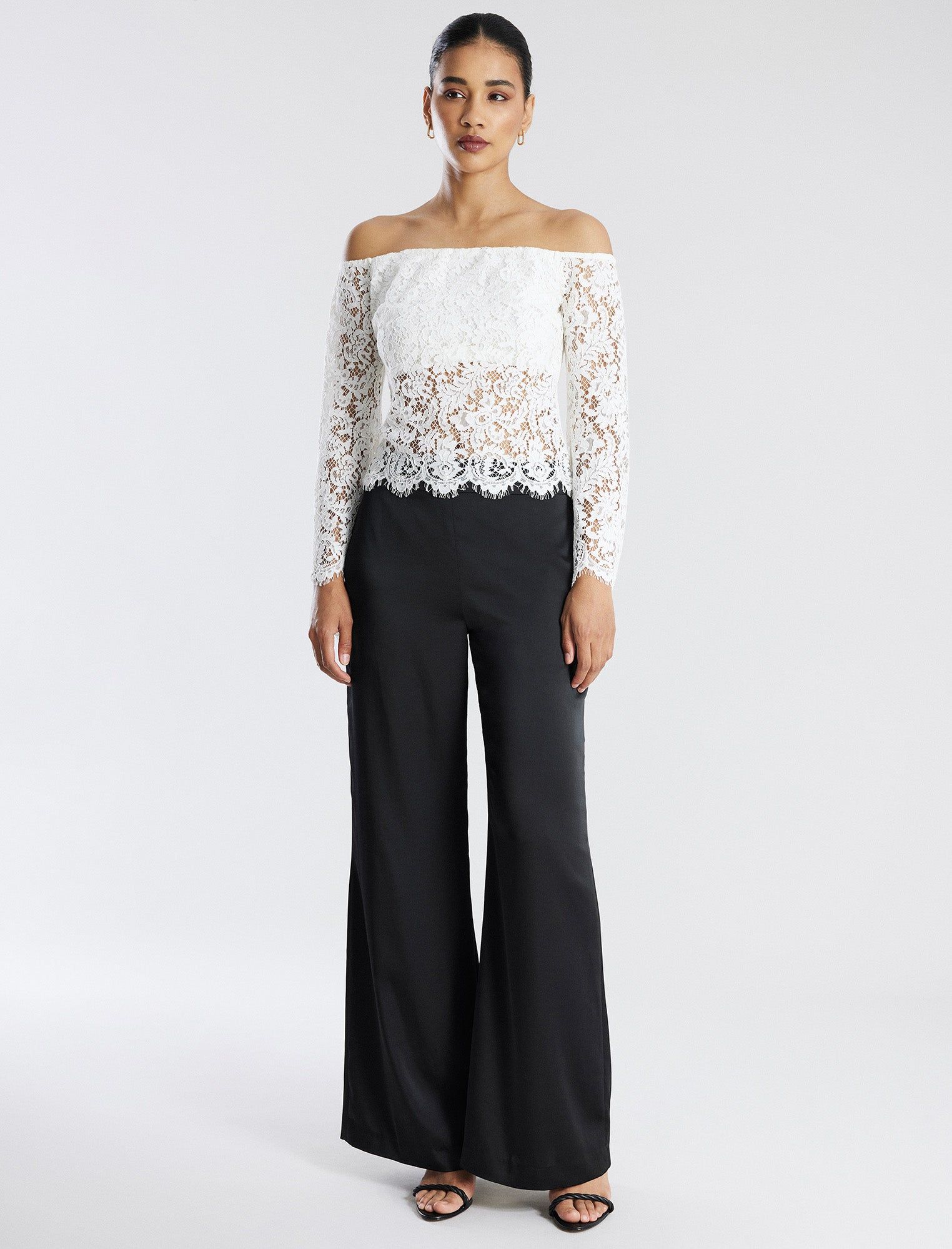 Off-The-Shoulder Bell Sleeve Lace Top sold by BCBGMaxAzria product image thumbnail 2