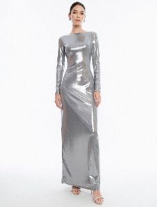 Sheridan Backless Metallic Column Gown sold by BCBGMaxAzria