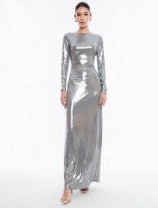 Sheridan Backless Metallic Column Gown sold by BCBGMaxAzria