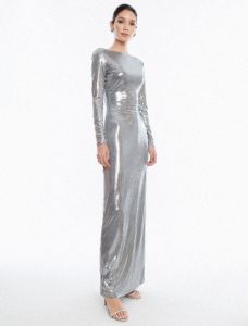 Sheridan Backless Metallic Column Gown sold by BCBGMaxAzria