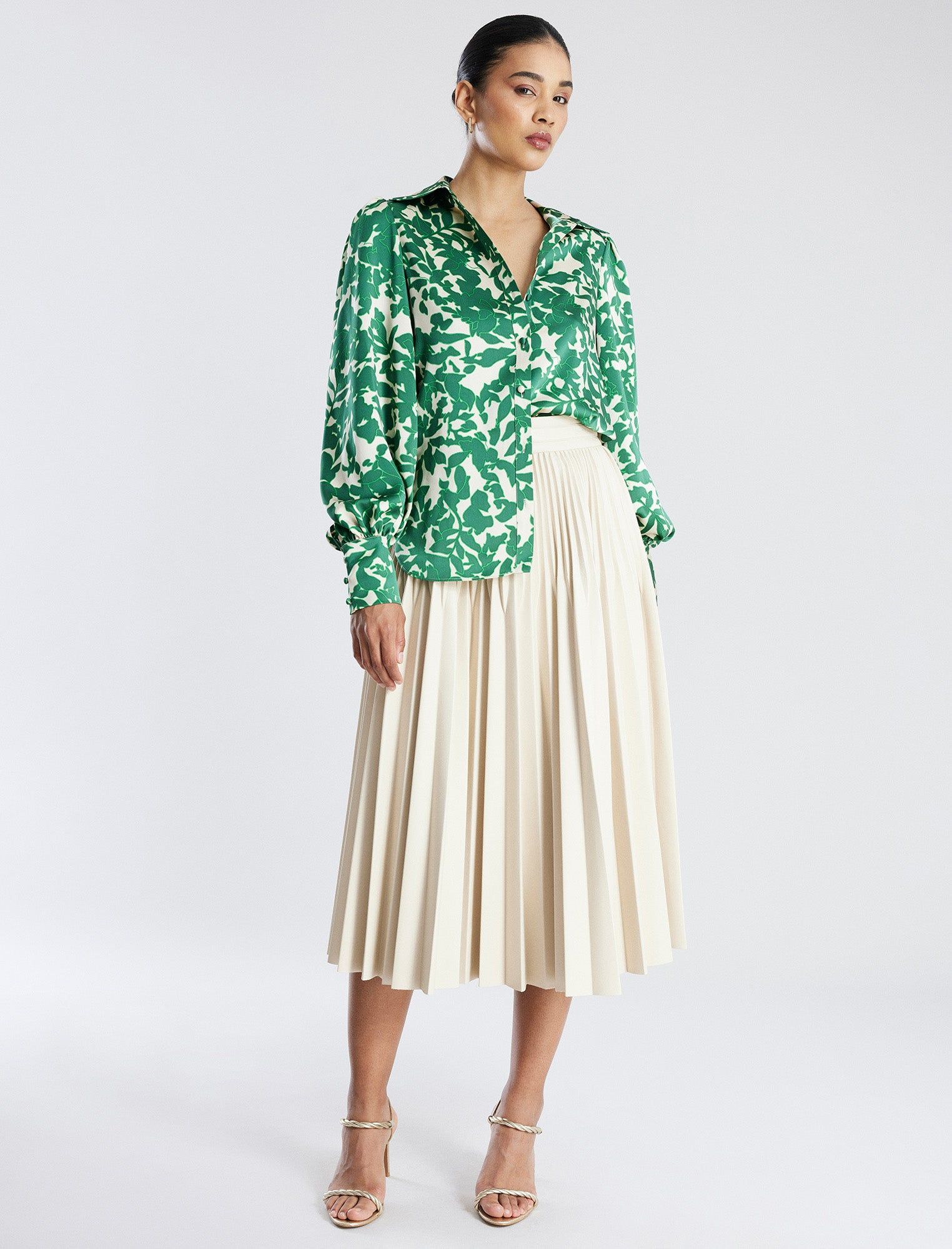 Balloon Sleeve Button-Up Top sold by BCBGMaxAzria product image thumbnail 2