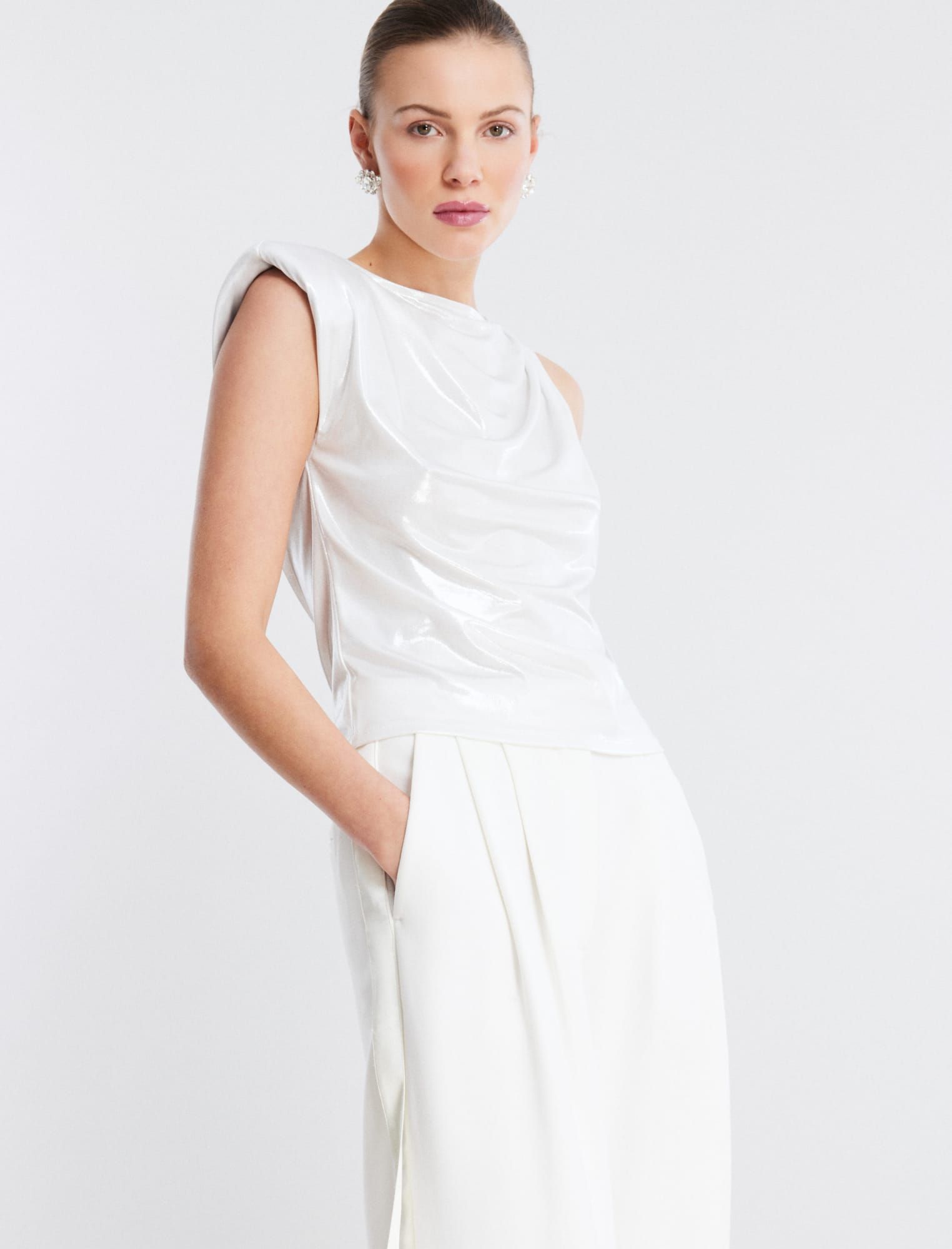Asymmetrical Cap Sleeve Top sold by BCBGMaxAzria product image thumbnail 3