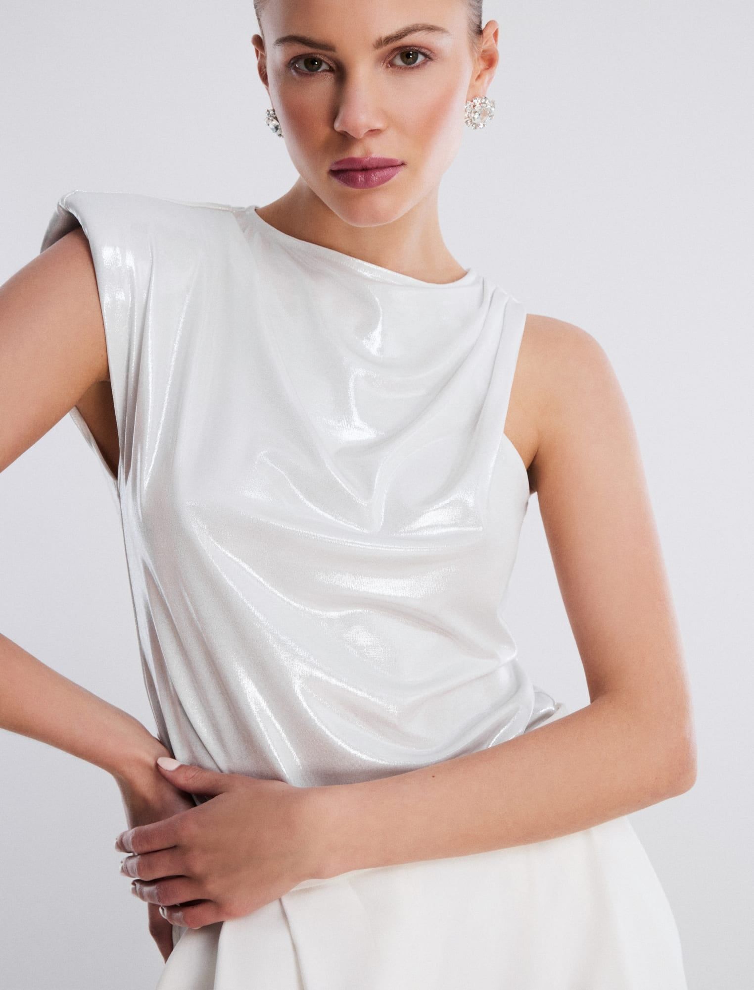 Asymmetrical Cap Sleeve Top sold by BCBGMaxAzria product image thumbnail 6