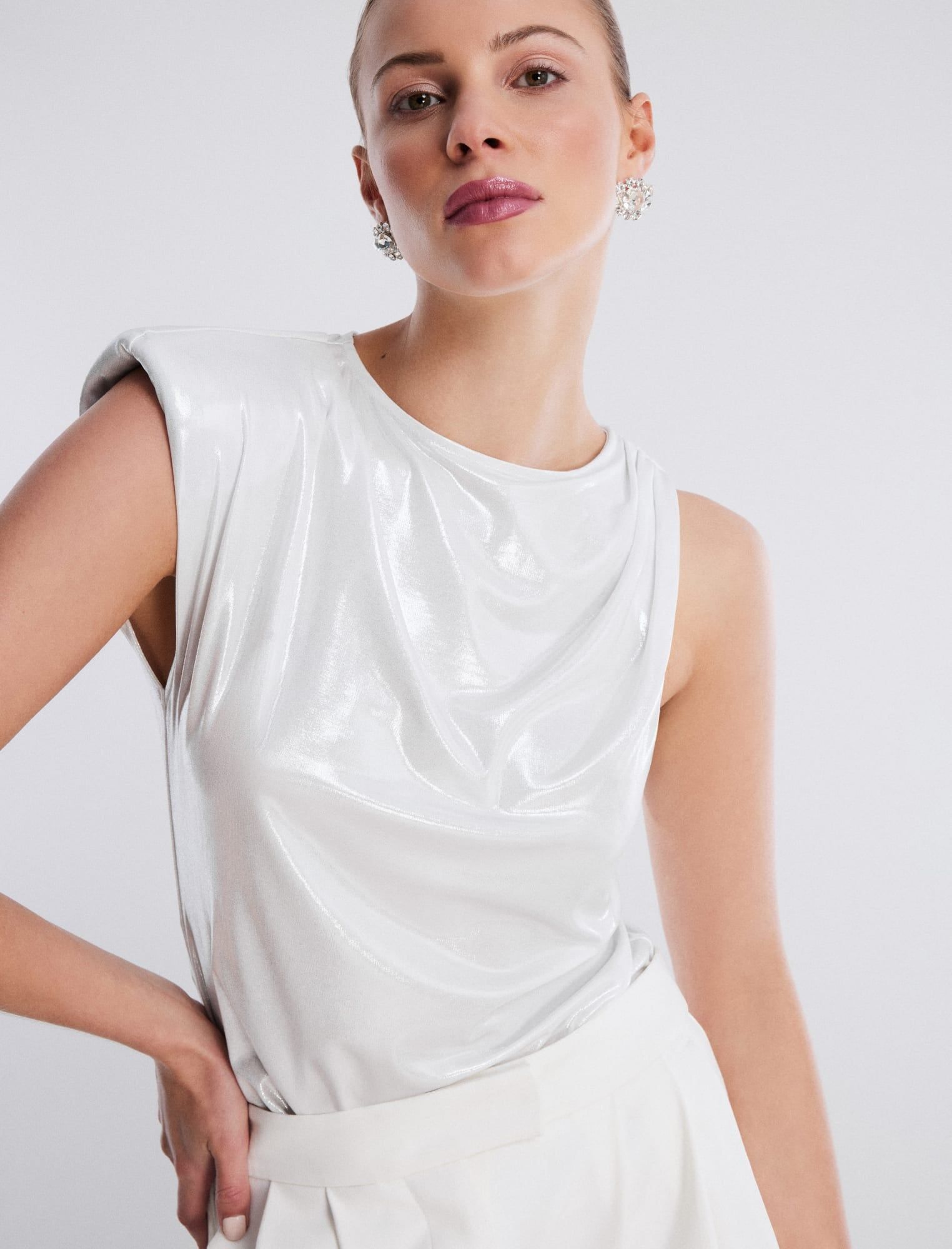 Asymmetrical Cap Sleeve Top sold by BCBGMaxAzria product image thumbnail 2