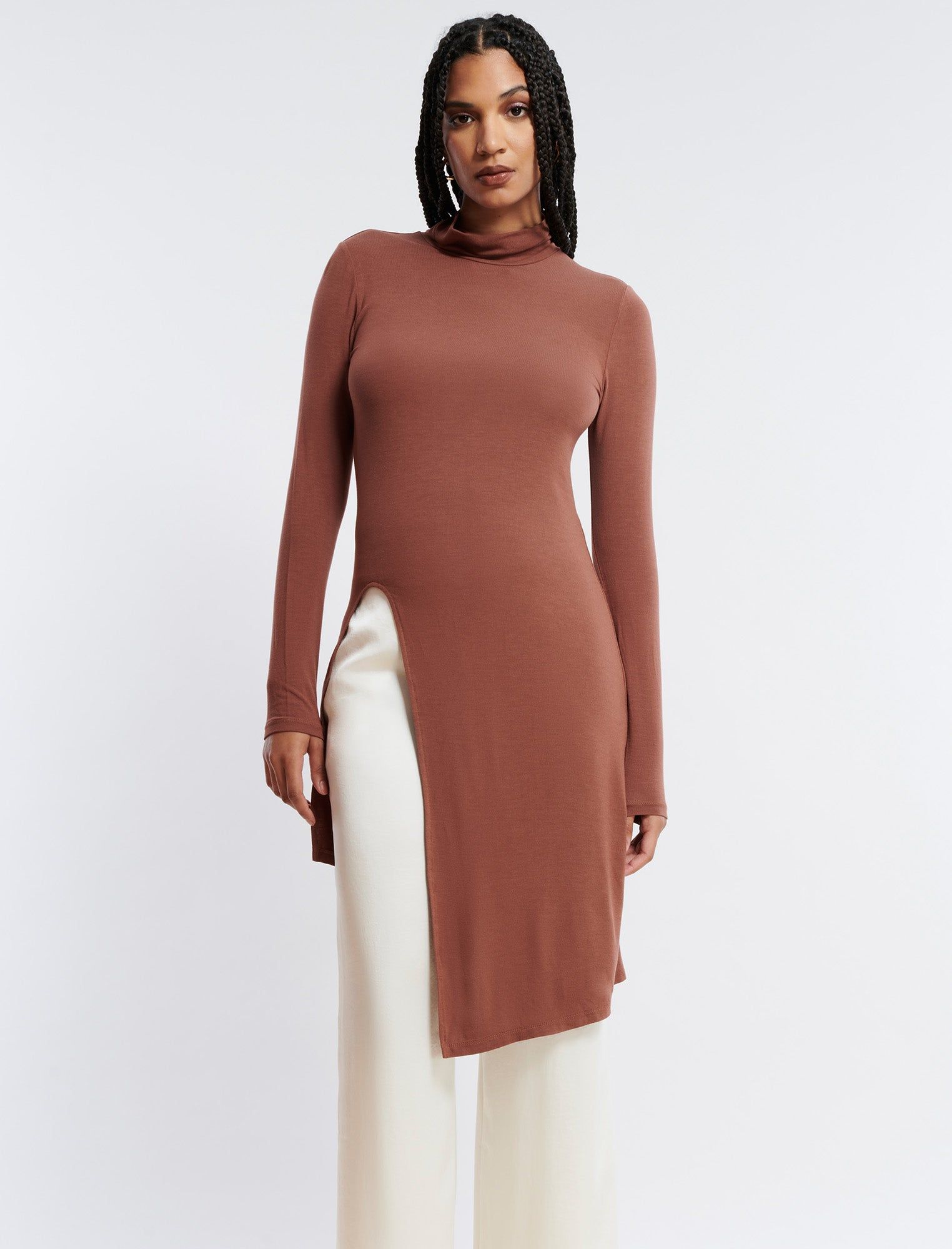 Asymmetrical Turtleneck Top sold by BCBGMaxAzria