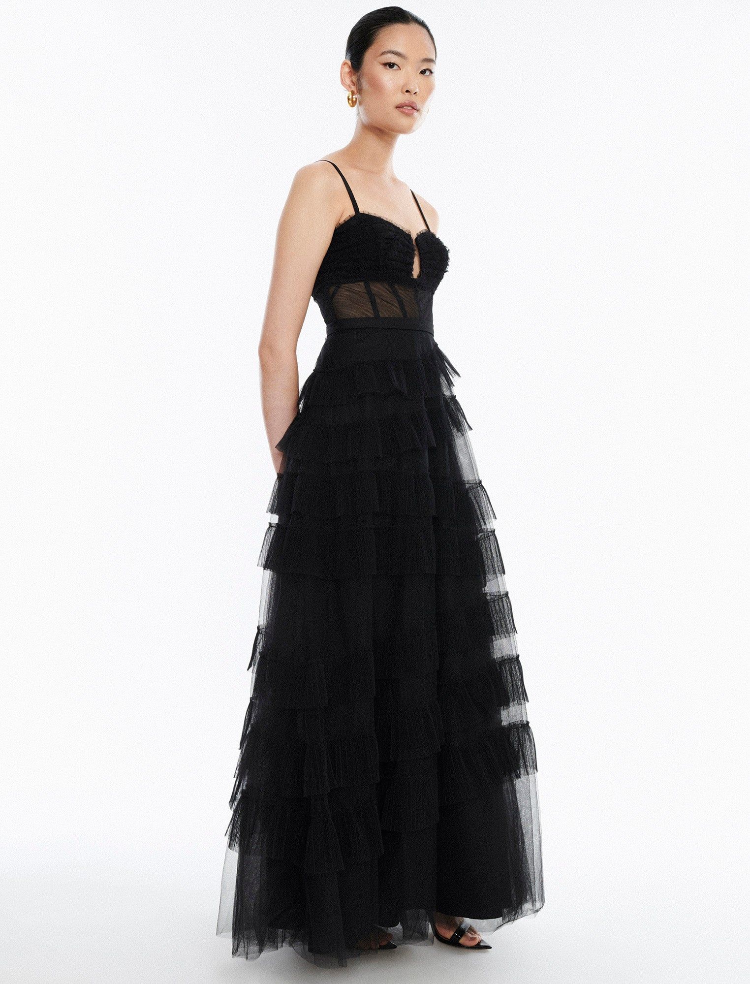 Ellis Tulle Ruffle Gown sold by BCBGMaxAzria product image thumbnail 3
