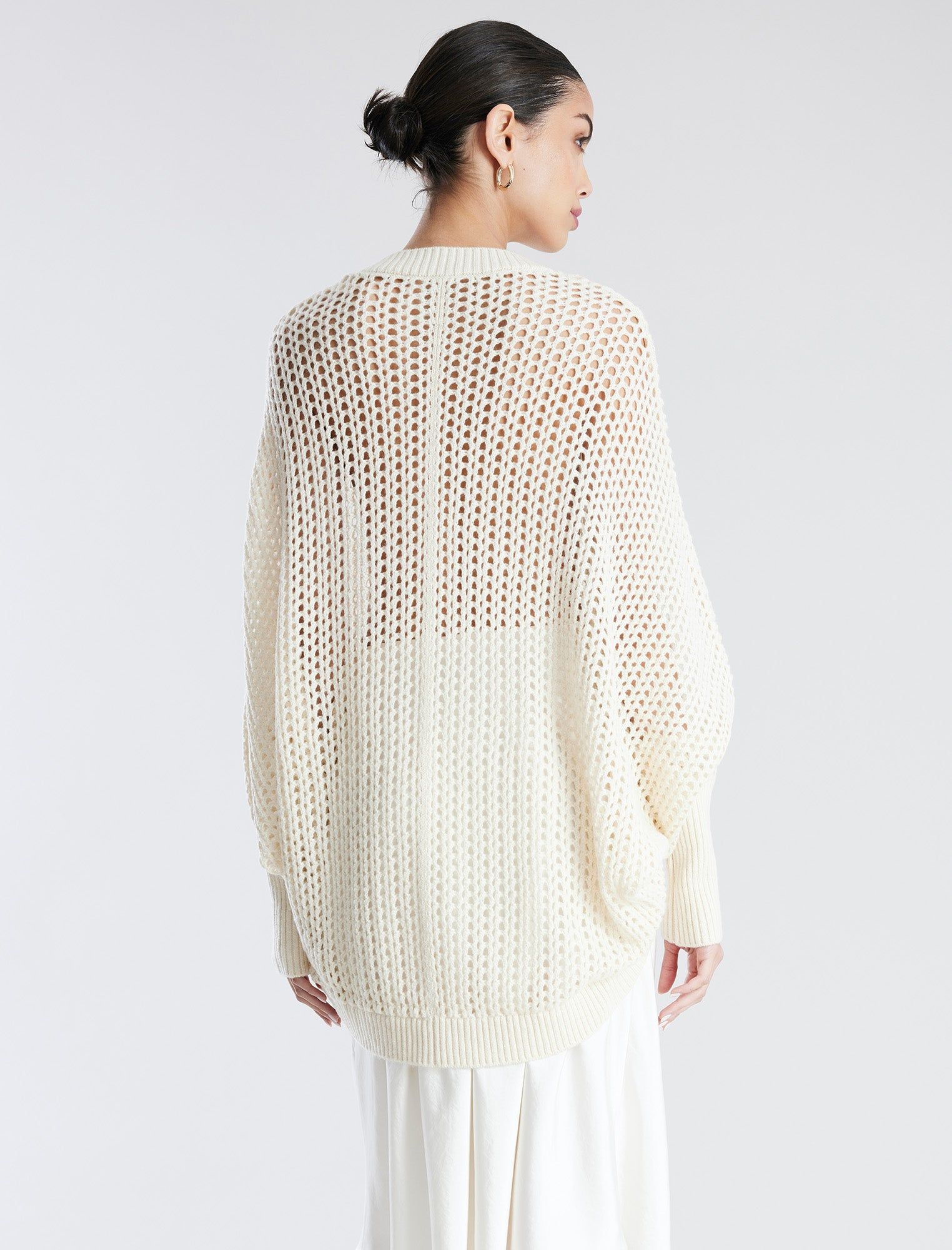Open Knit High-Low Cocoon Sweater sold by BCBGMaxAzria product image thumbnail 4
