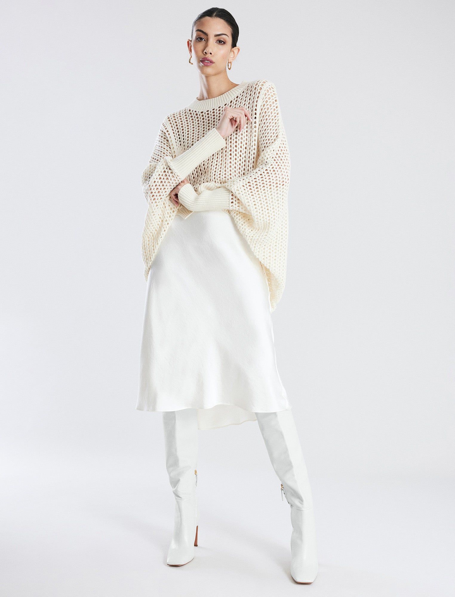 Open Knit High-Low Cocoon Sweater sold by BCBGMaxAzria product image thumbnail 5