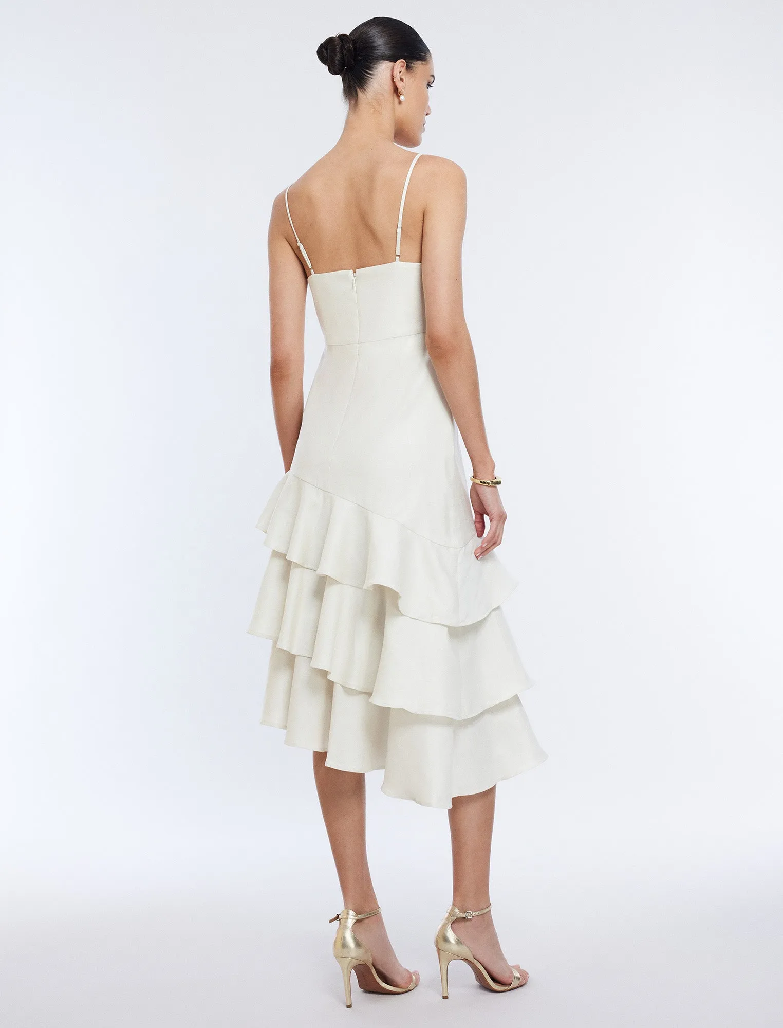 Esme Asymmetrical Ruffle Dress sold by BCBGMaxAzria product image thumbnail 4