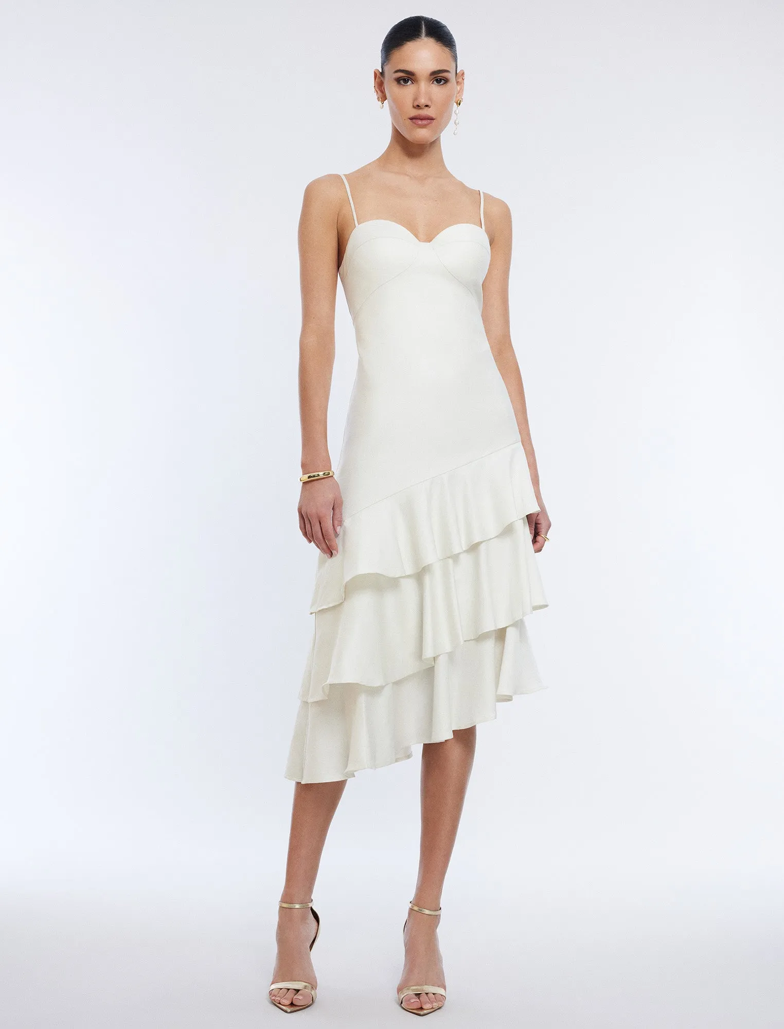 Esme Asymmetrical Ruffle Dress sold by BCBGMaxAzria product image thumbnail 5