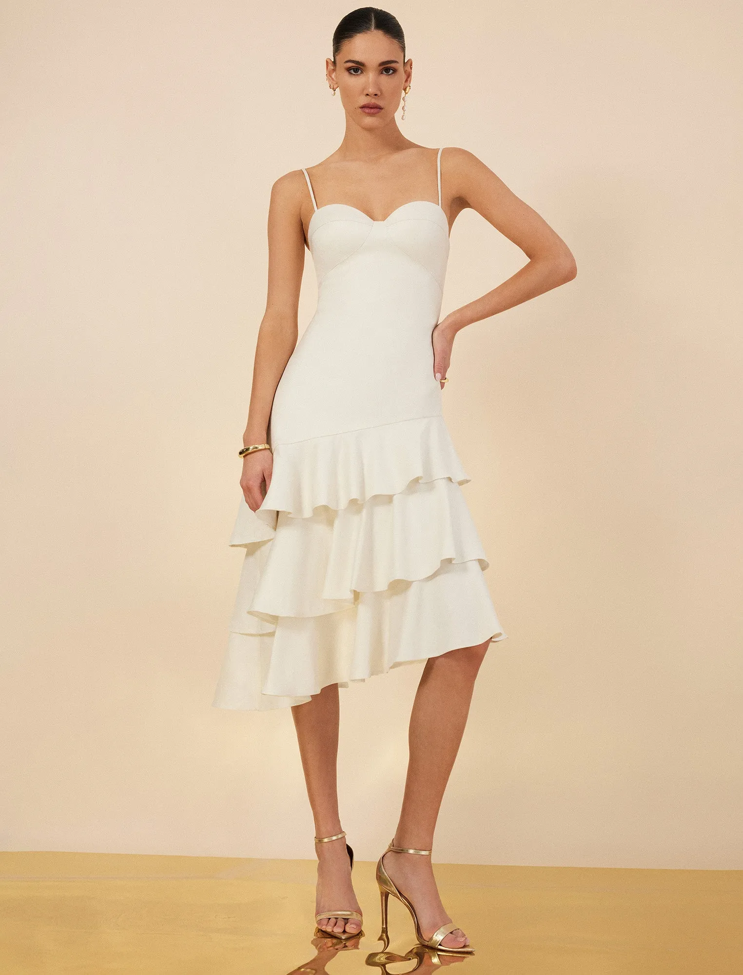 Esme Asymmetrical Ruffle Dress sold by BCBGMaxAzria product image thumbnail 2