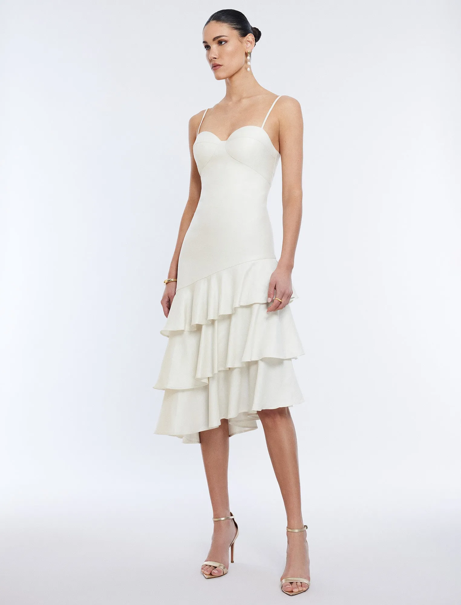 Esme Asymmetrical Ruffle Dress sold by BCBGMaxAzria product image thumbnail 3