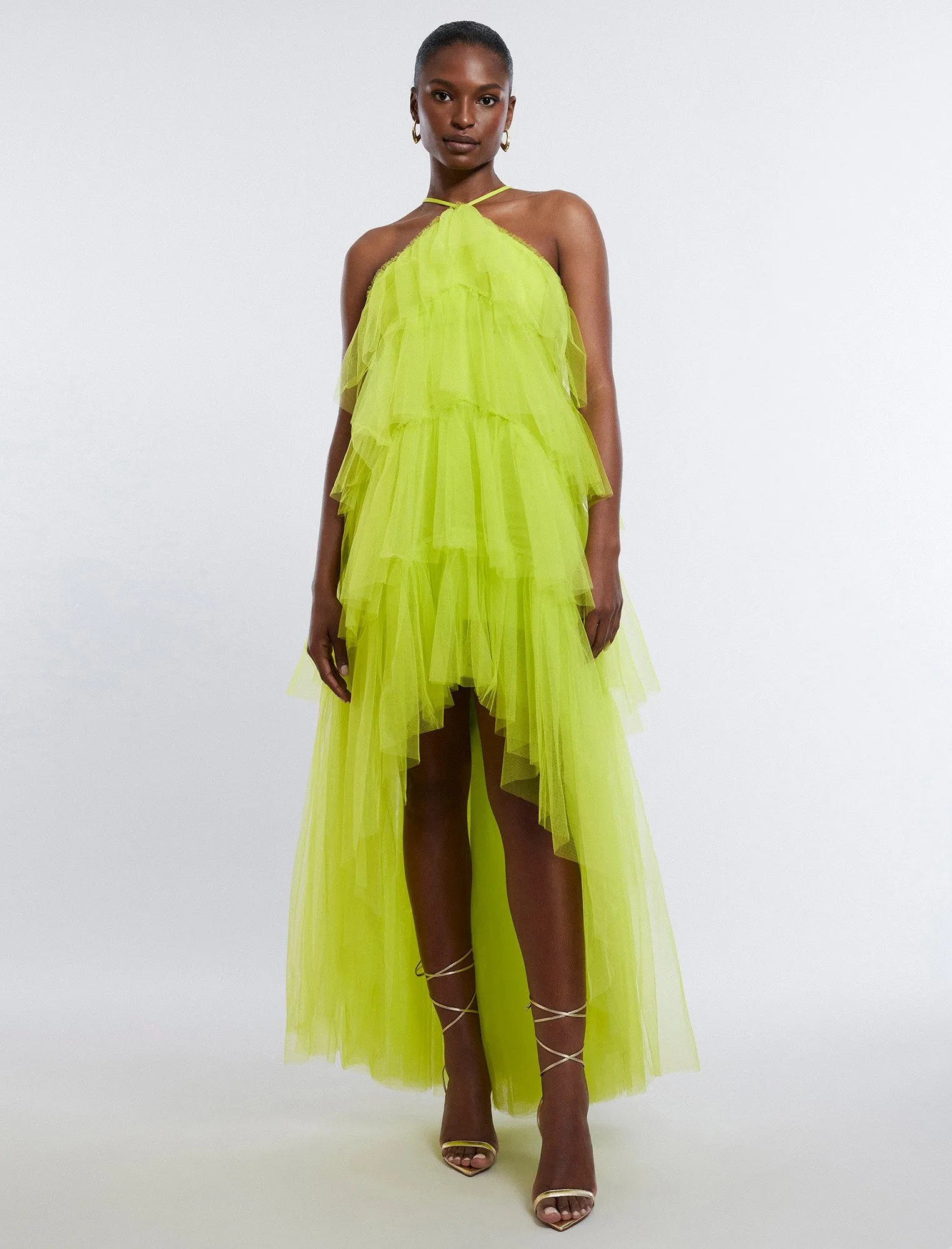 Jayden Tiered Tulle Halter Gown sold by BCBGMaxAzria product image thumbnail 2