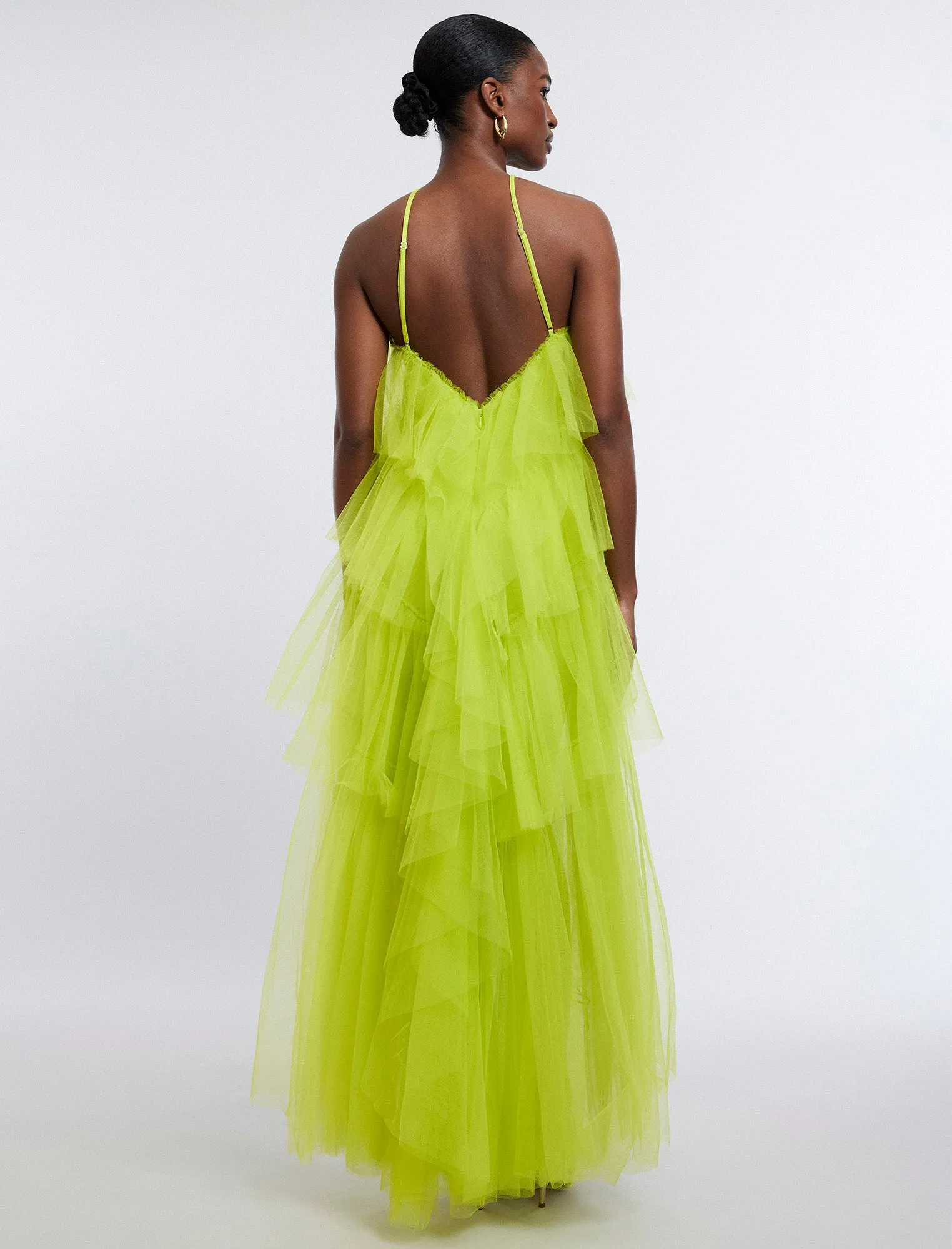 Jayden Tiered Tulle Halter Gown sold by BCBGMaxAzria product image thumbnail 4