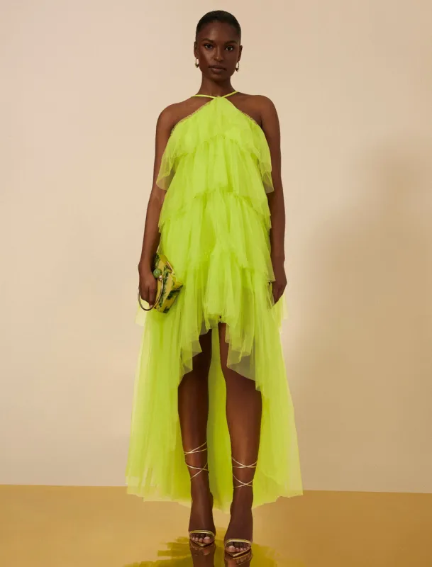 Jayden Tiered Tulle Halter Gown sold by BCBGMaxAzria