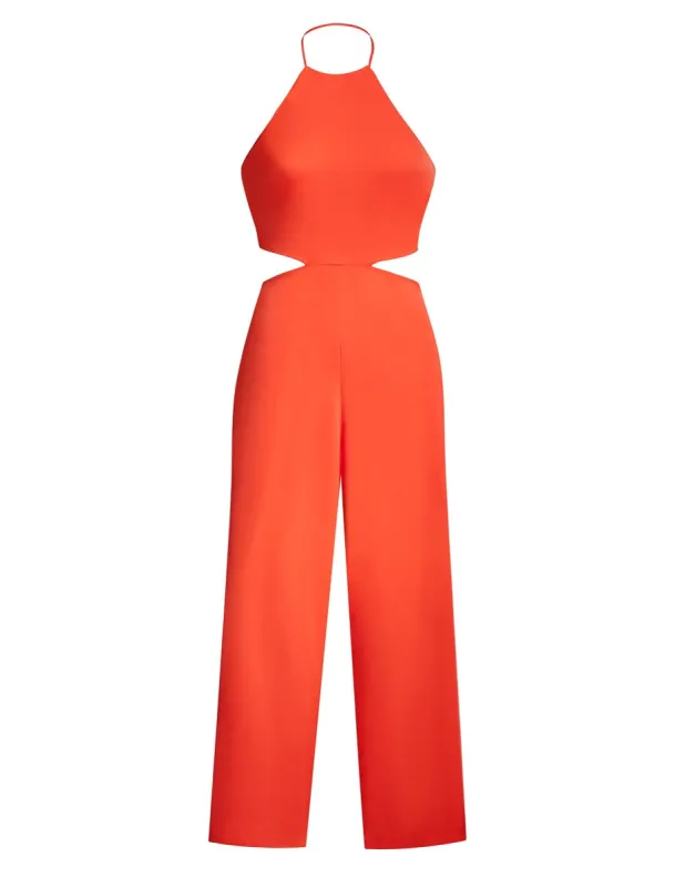 Smocked Halter Cutout Waist Jumpsuit sold by BCBGMaxAzria