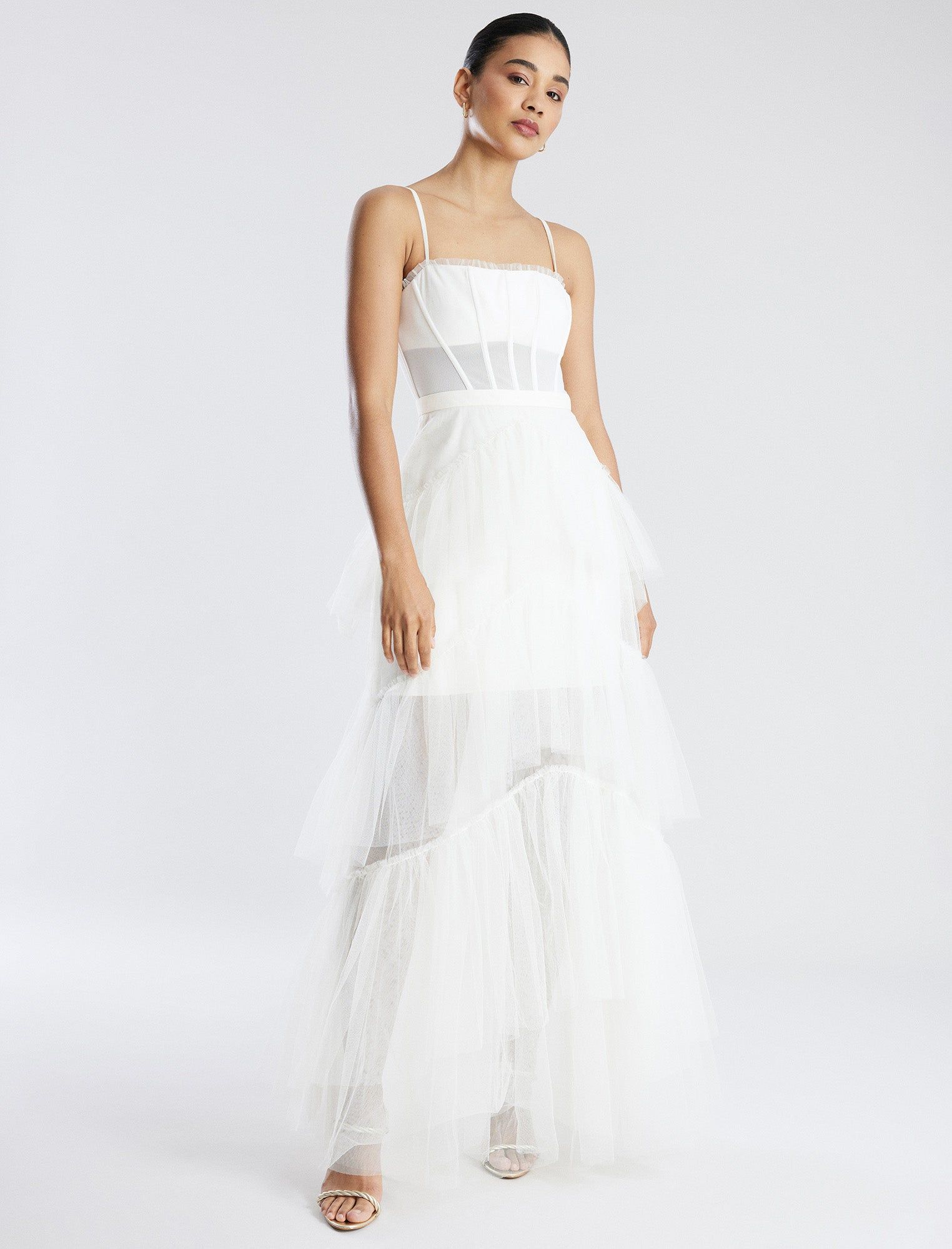 Oly Tiered Ruffle Tulle Evening Gown sold by BCBGMaxAzria