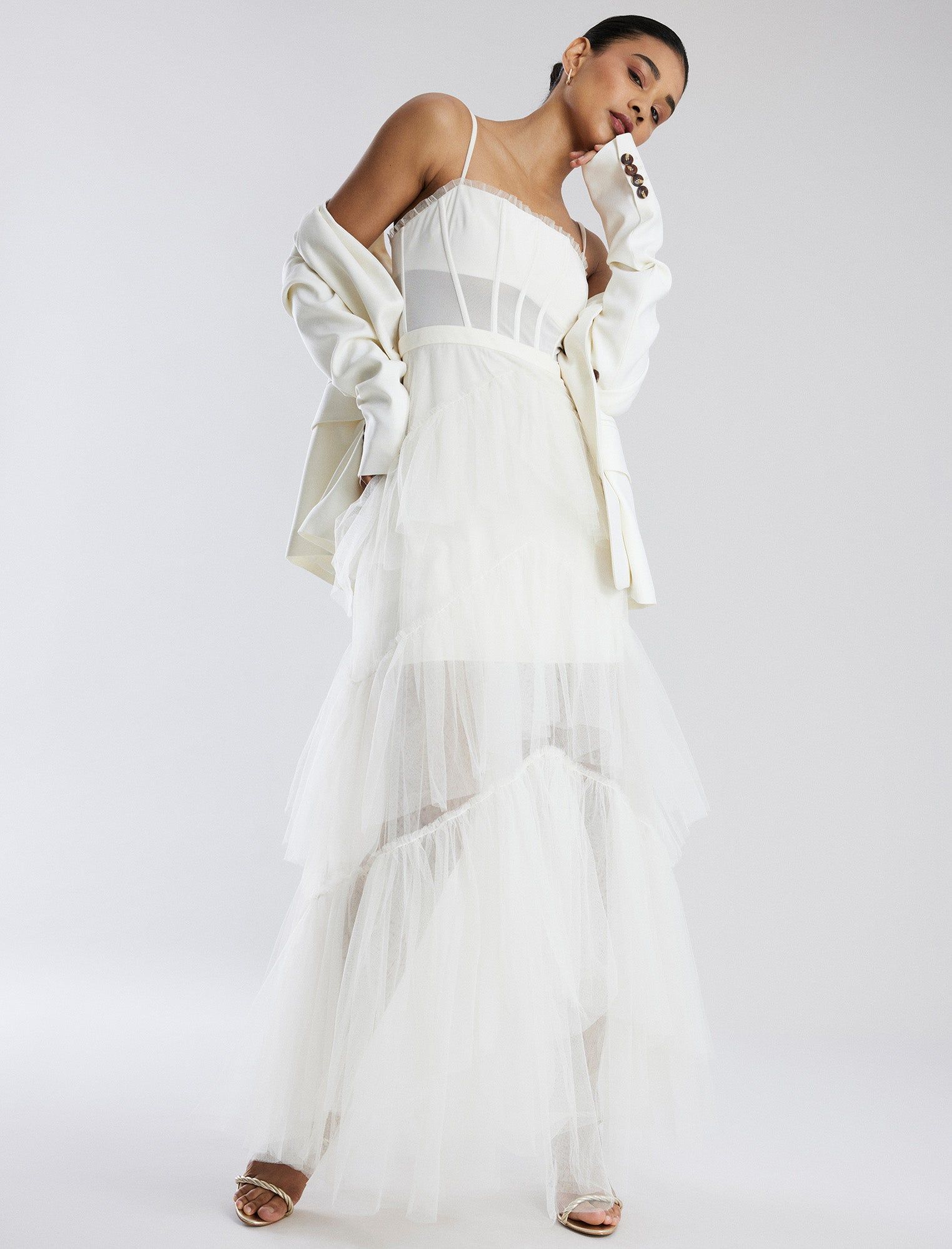 Oly Tiered Ruffle Tulle Evening Gown sold by BCBGMaxAzria product image thumbnail 5