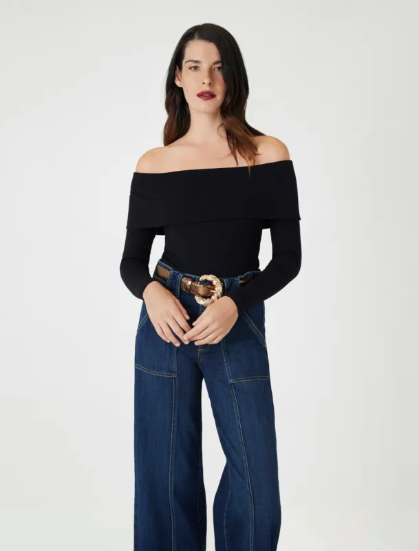 Off-The-Shoulder Rib Top sold by BCBGMaxAzria