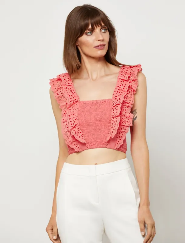 Dinah Eyelet Crop Top sold by BCBGMaxAzria