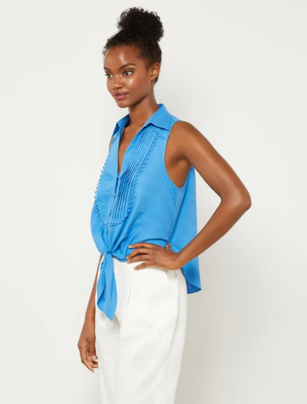 Sleeveless Front Tie Button Top sold by BCBGMaxAzria