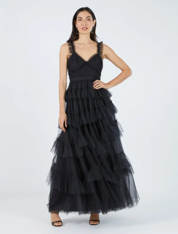 Luna Ruffled Evening Dress sold by BCBGMaxAzria