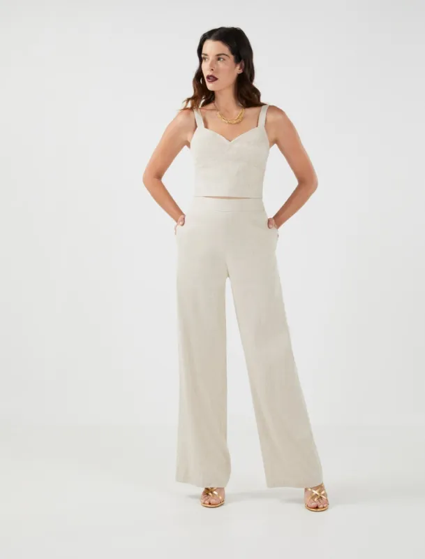Benji Wide-Leg Pinstripe Linen Pant sold by BCBGMaxAzria